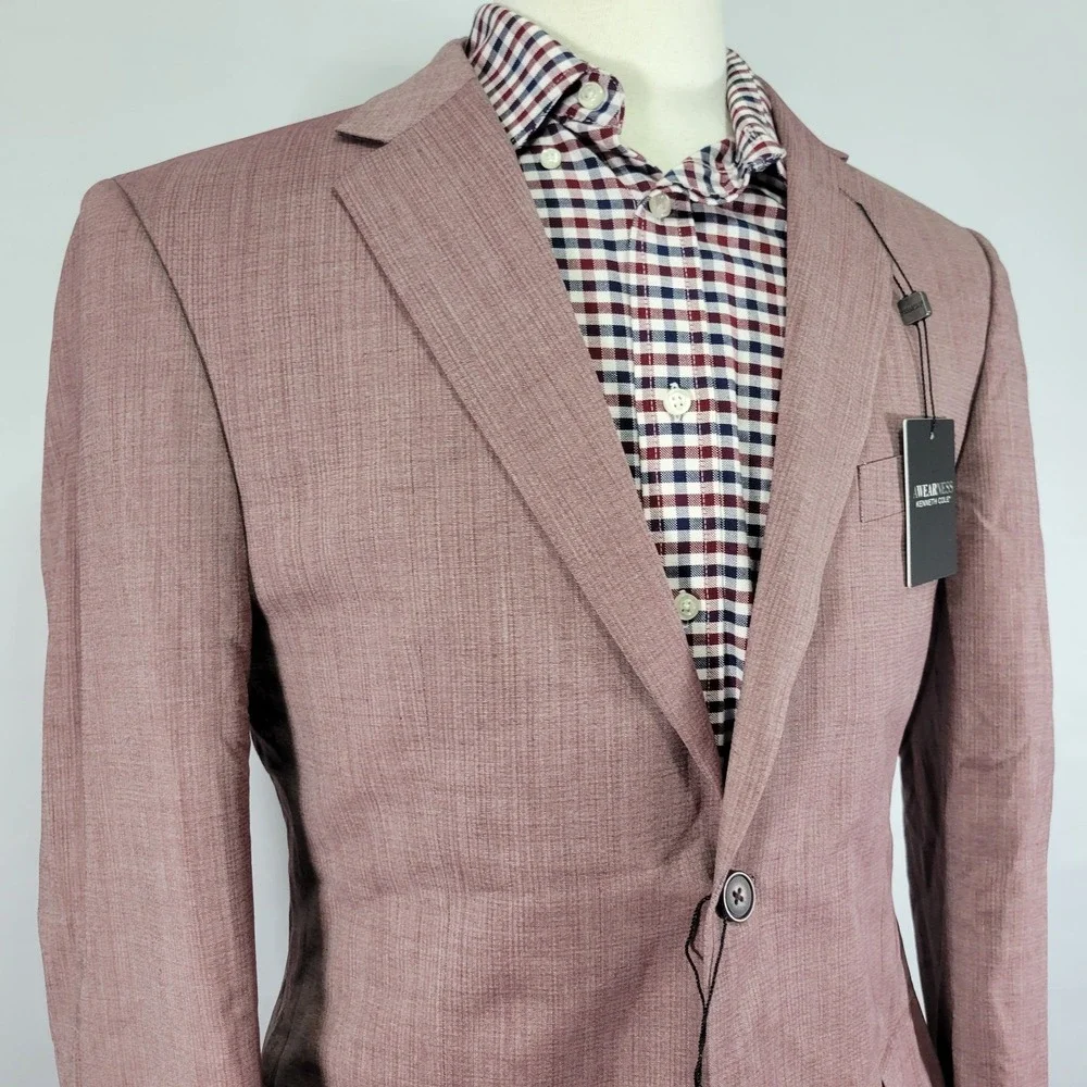 Kenneth Cole Awearness Mens Sport Coat Blazer Two Button Plum Wool Blend 40R NEW